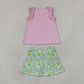 Baby Girls Kids Sleeveless Pink Tops Flower Yoga Skirt Shorts Set RTS