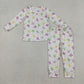 Baby Girls Kids Mardi Gras Long Sleeves Dots Bows Shirt Pants Pajamas Set RTS