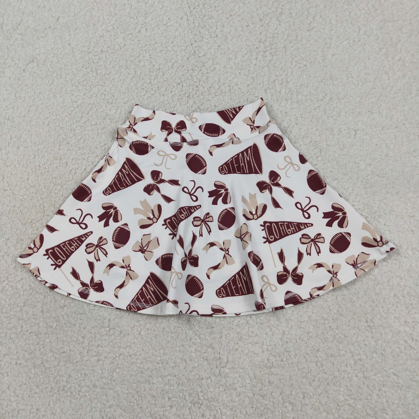 Baby Girl Dark Red Bows Cheer Summer Yoga Active Shorts Skirt Football Skort RTS