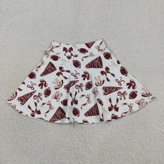 Baby Girl Dark Red Bows Cheer Summer Yoga Active Shorts Skirt Football Skort RTS