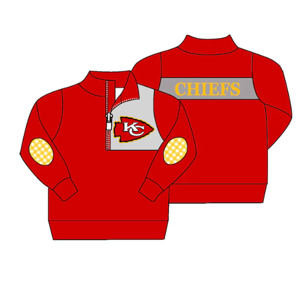 Baby Boy Red Long Sleeves Zipper Pullover Tops