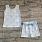 Baby Girl Sleeveless Blue Bows Tops Shorts Set RTS