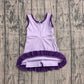 ( No moq ) Preorder Baby Girls Kids Sleeveless Shorts Scallop Dress Yoga Active Purple Clothes
