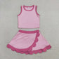 Baby Girls Kids Shirt Scallop Skirt Shorts Yoga Active Pink Set Clothes RTS