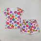 Baby Girl Kids Toddler Colorful Flower Shirt Shorts Clothes Set RTS