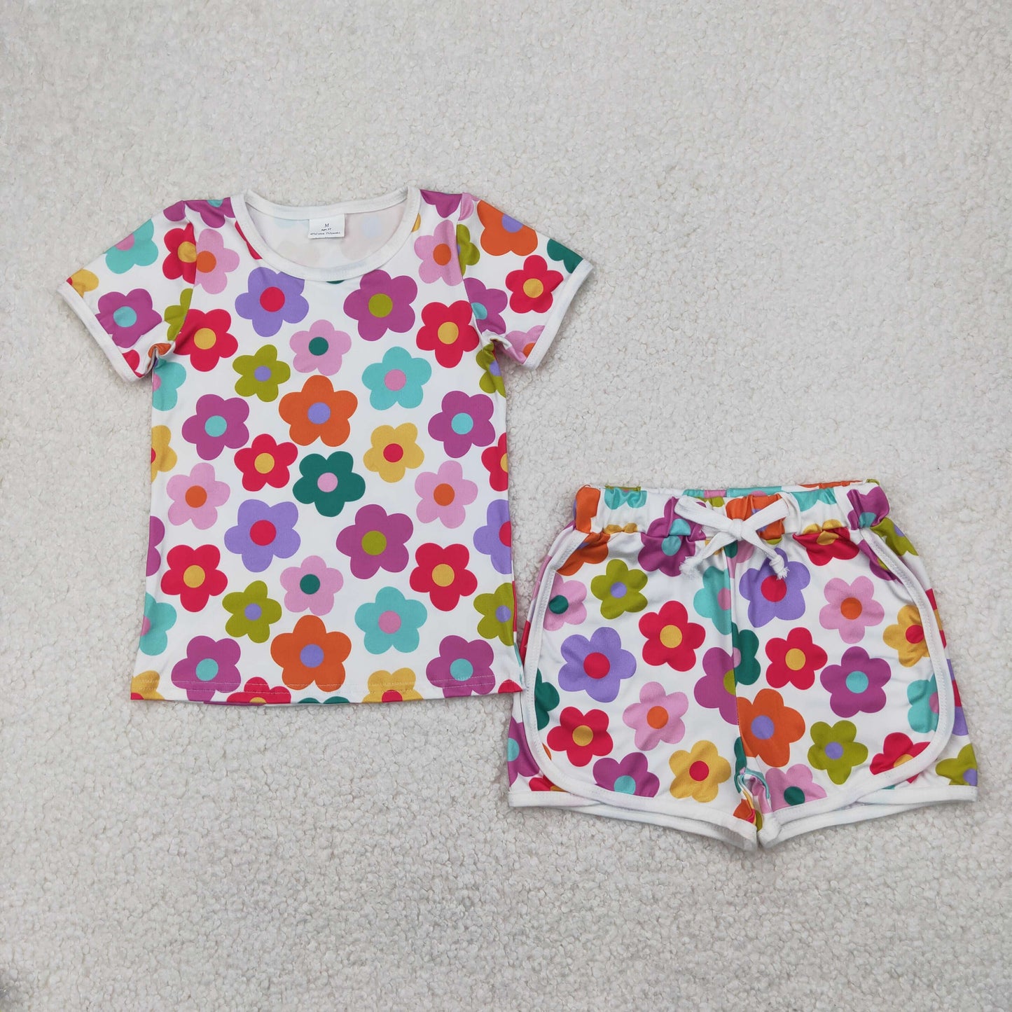 Baby Girl Kids Toddler Colorful Flower Shirt Shorts Clothes Set RTS
