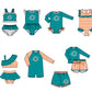 ( Moq 5 Each Style ) Baby Boys Girls Kids Team Sibling Jumpsuits Sets Swimsuits Green Clothes