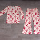 Baby Girls Kids Long Sleeves Bows Hearts Shirt Bell Pants Valentine Set Clothes RTS