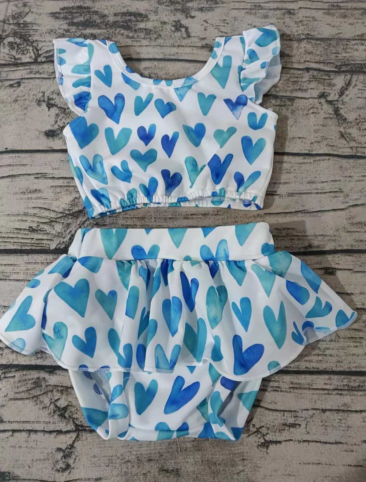 Moq 5 Baby Girl Hearts Swimsuit Set