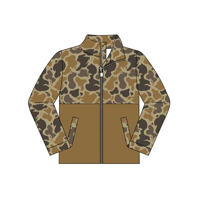 ( Moq 5 ) Preorder Baby Boys Kids Long Sleeves Zipper Pockets Coat Tops Camo Clothes