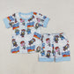 Baby Boy Short Sleeves Shirt Cartoon Dogs Shorts Pajamas Clothes Blue Set RTS