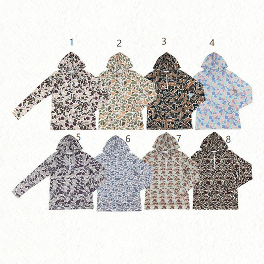 Sibling Adult Women Long Sleeves Hoodie Zipper Camo Pullovers Shirts Clothes RTS