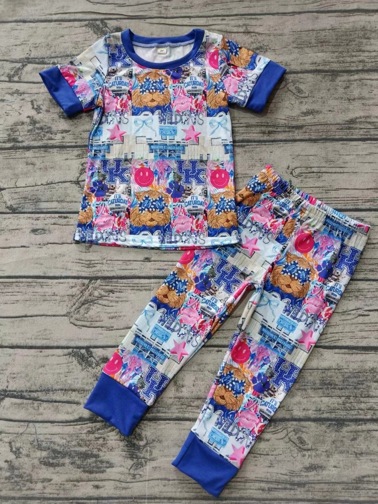 Baby Kids Toddler Short Sleeves Team Shirt Pants Cowboy Pajamas Outfit Moq 5
