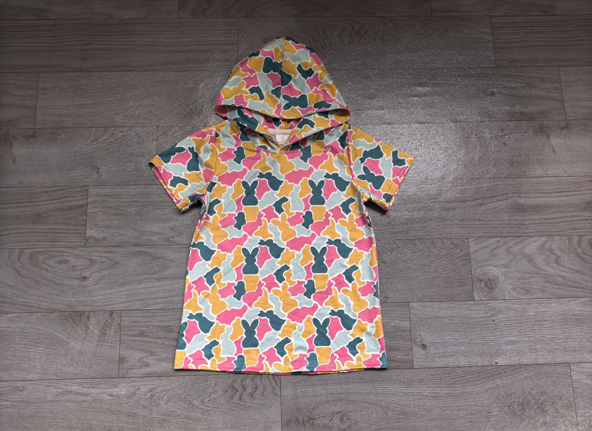 ( No moq ) Preorder Baby Girls Toddler Short Sleeves Rabbits Hoodie Easter Shirt Tops Camo Clothes