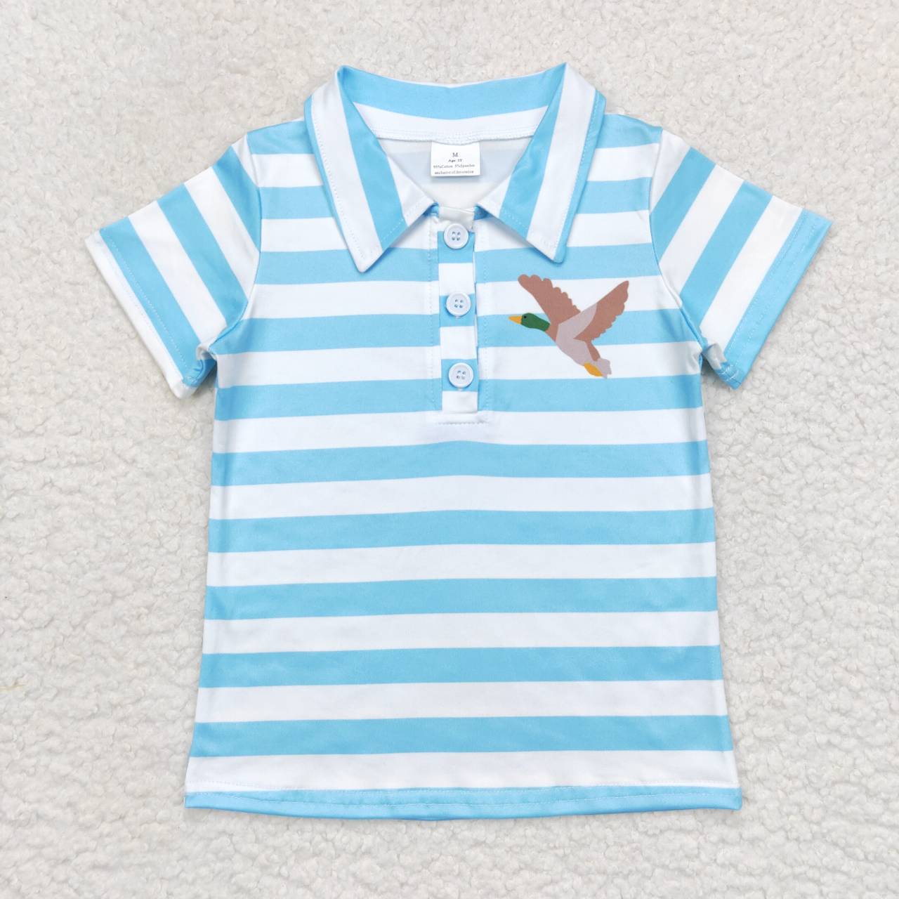 BT0338 Baby Boy Short Sleeves Duck Stripes Shirt