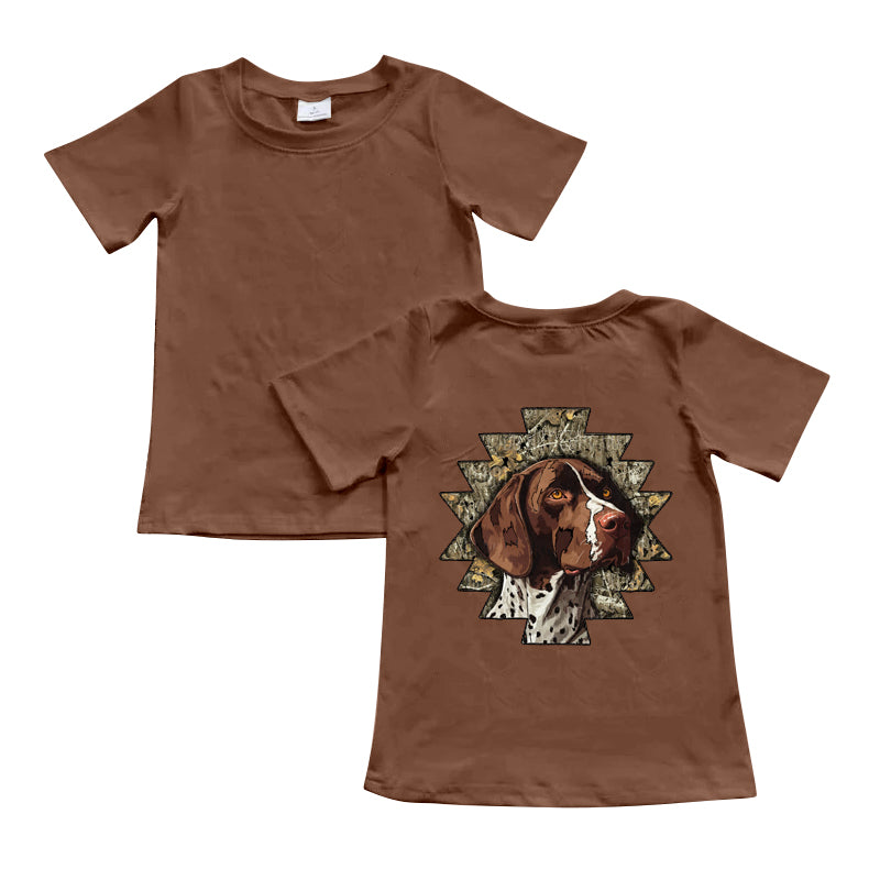 Baby Boy Brown Short Sleeves Dog Hunting Shirt ( Moq 5 Each Design )11.26