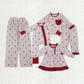 Sibling Family Kids Girls Adult Women Dogs Hearts Plaid Valentine Zipper Romper Pants Pajamas Set RTS