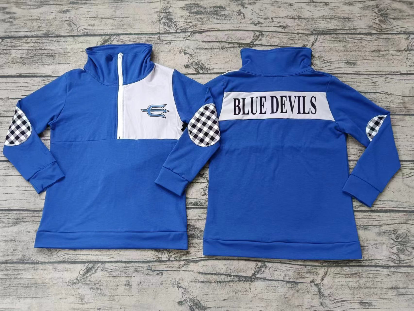Baby Boy Long Sleeves Blue Team Zipper Shirt Tops Moq 5
