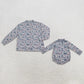 Sibling Baby Kids Adult Women Long Sleeves Grey Camo Print Romper Shirt Clothes RTS