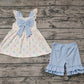 No moq Pre-order GSSO0420 Baby Girl Easter Eggs Bow Tunic Shorts Set