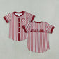 Baby Boy Kids Short Sleeves Red Grey Stripes Shirt Team Tops RTS