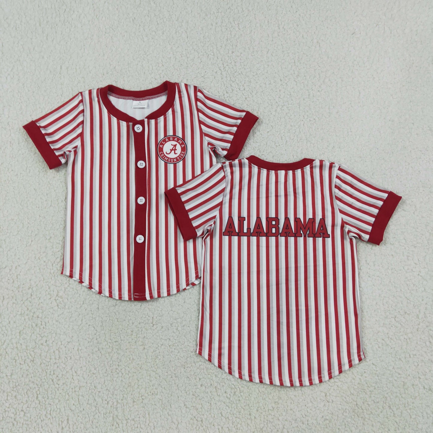 Baby Boy Kids Short Sleeves Red Grey Stripes Shirt Team Tops RTS