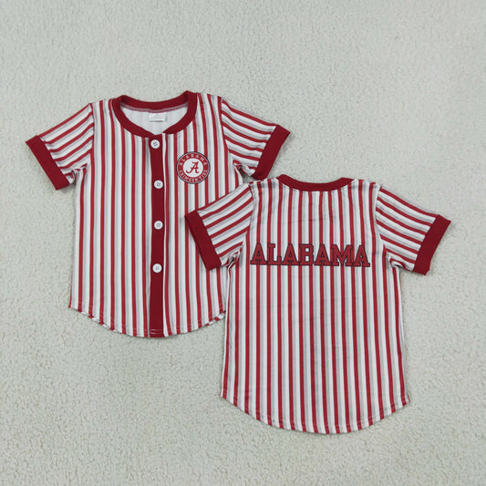 Baby Boy Kids Short Sleeves Red Grey Stripes Shirt Team Tops RTS