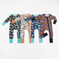 Sibling Baby Girls Colorful Ghost Pumpkins Fall Halloween Zipper Footie Rompers