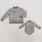 Sibling Baby Kids Adult Women Long Sleeves Camo Romper Leaves Shirt Yoga Active Mock Neck Clothes RTS