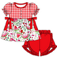 Baby Girl Short Sleeves Watermelon Red Plaid Sibling Romper Dress Clothes Set ( Moq 5 Each Design )