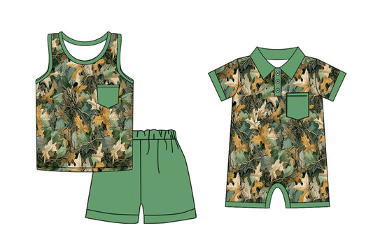 Baby Boy Leaves Green Sibling Romper Set ( Moq 5 Each Style ) 1.4