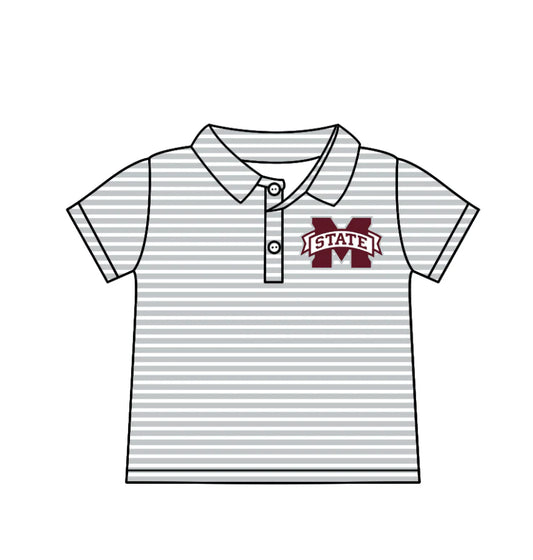 ( Moq 5 ) Baby Boys Short Sleeves Stripes M State Team Buttons Shirt Tops