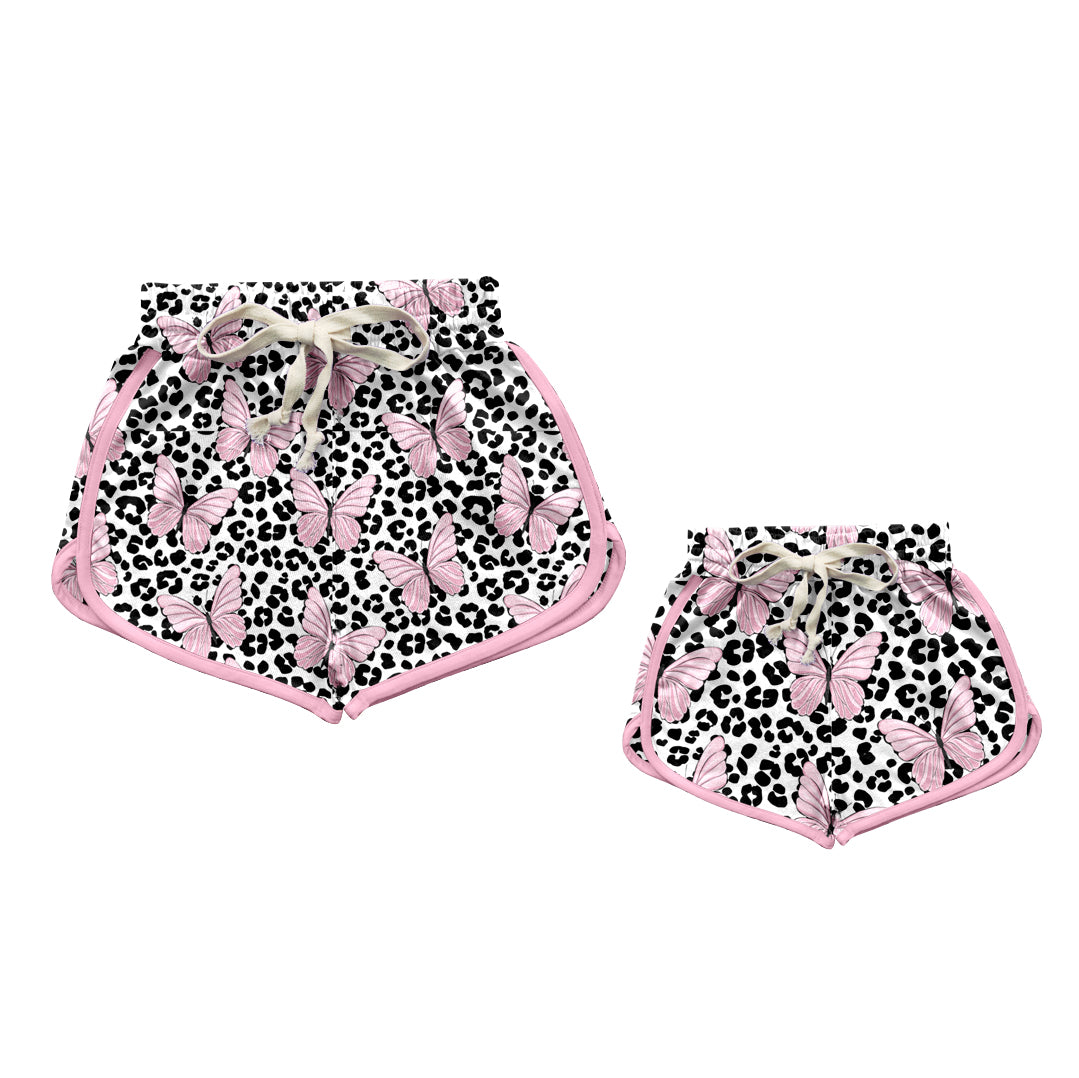 Baby Girl Toddler Adult Women Butterfly Leopard Sibling Family Shorts ( Moq 5 Each Style )