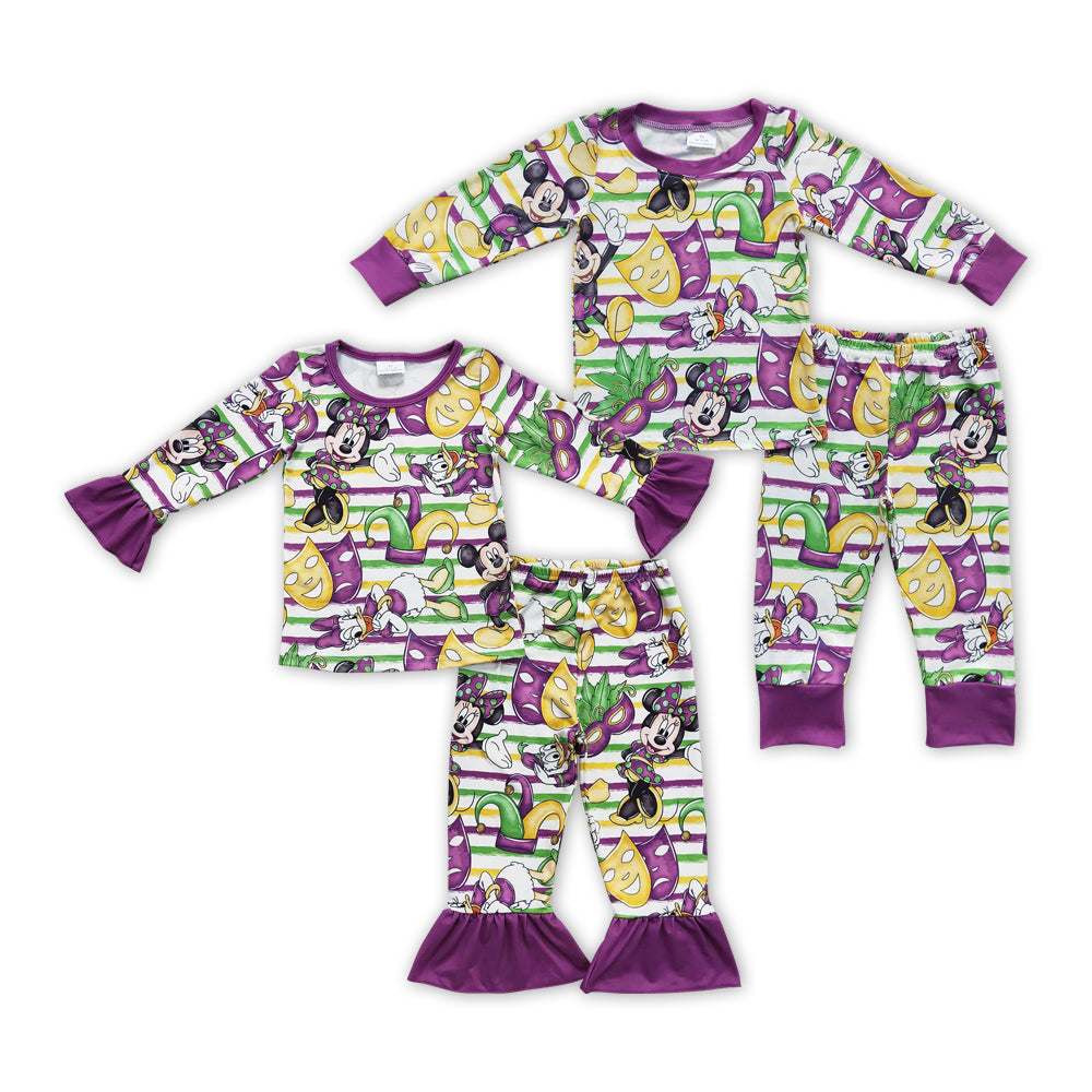 Baby Boy Girl Long Sleeves Sibling Mardi Gras Set Clothes Pajamas