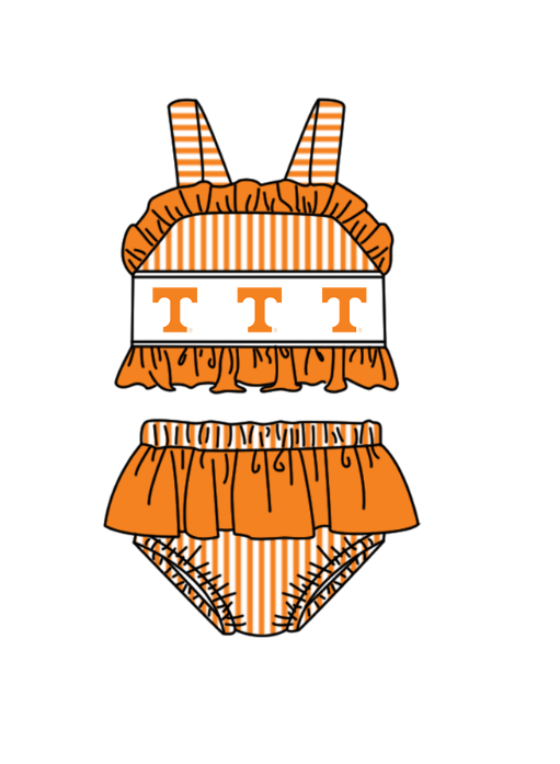 ( Moq 5 Each Style ) Baby Boys Girls Orange Stripes Sibling Team Sets Swimsuits Clothes