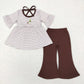 Baby Boy Girl Short Sleeves Embroidery Duck Stripes Sibling Romper Outfit RTS