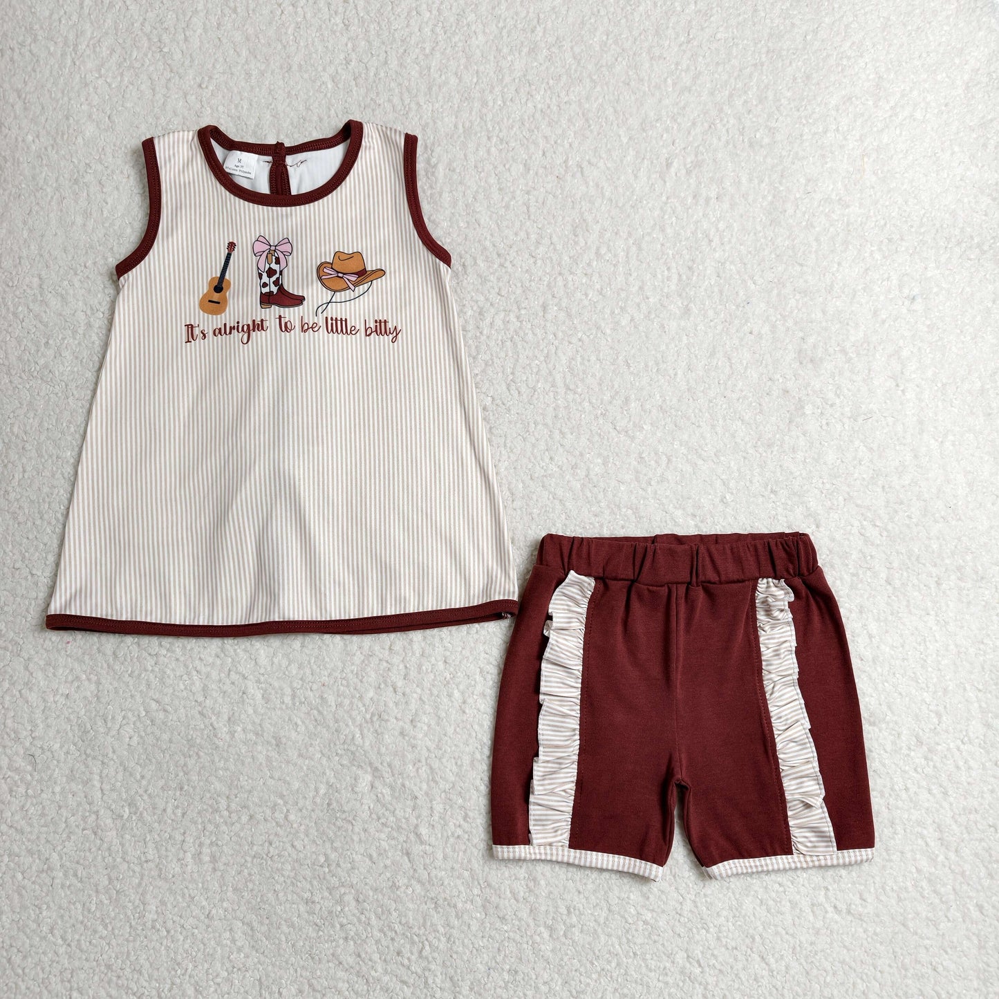Sibling Baby Boys Girls Sleeveless Western Boots Rompers Set Summer Clothes RTS