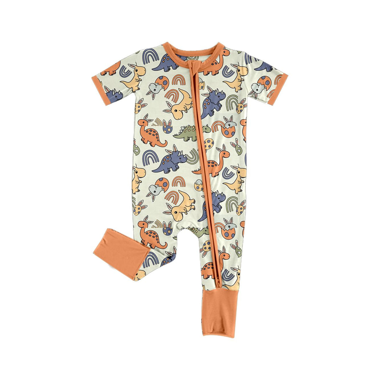 ( Moq 5 ) Preorder Baby Boys Infant Dinosaurs Easter Zipper Footie Romper Clothes