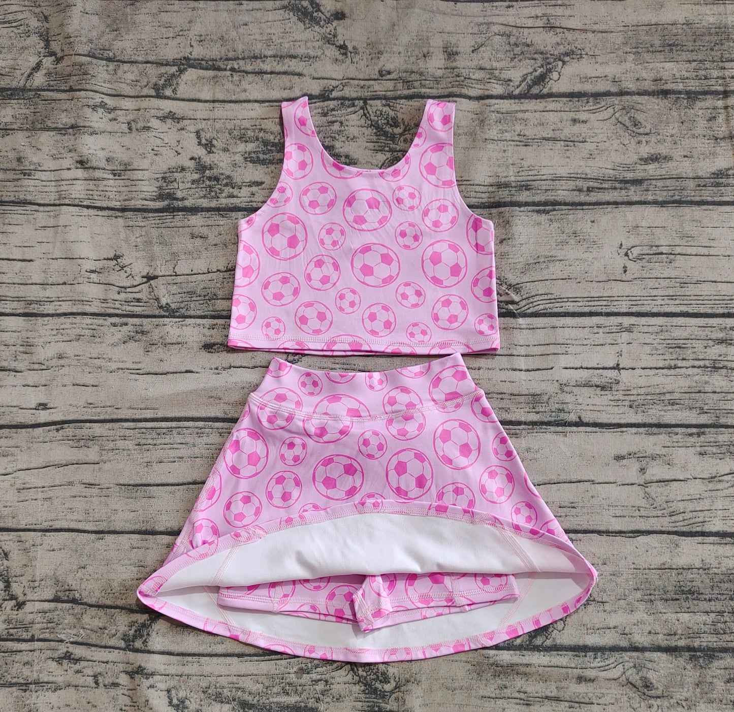 Baby Girl Football Athletic Active Wear Tops Shorts Skirt Clothes Set