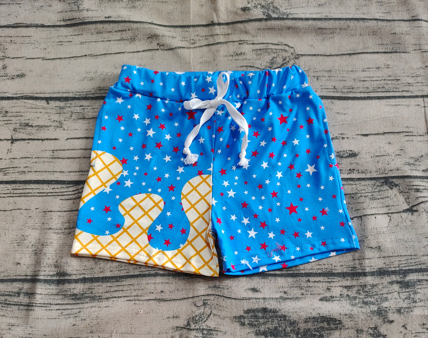 Baby Boy Plaid Stars Blue Team Pockets Shorts Bottoms RTS