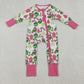 Baby Girl Long Sleeves Green Face Tree Christmas Zipper Romper RTS
