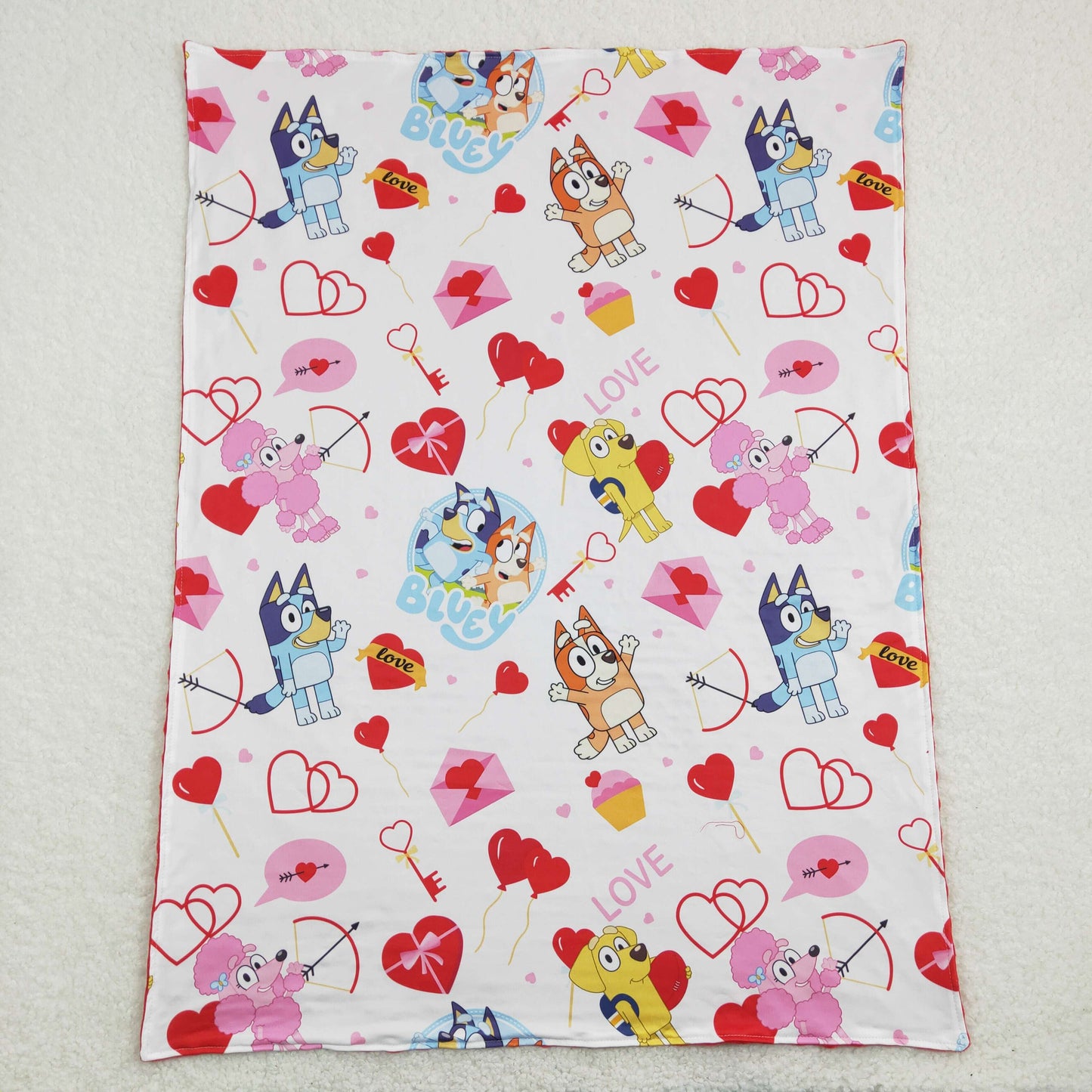 BL0116 Valentine's Day Baby Kids Dogs Hearts Blanket