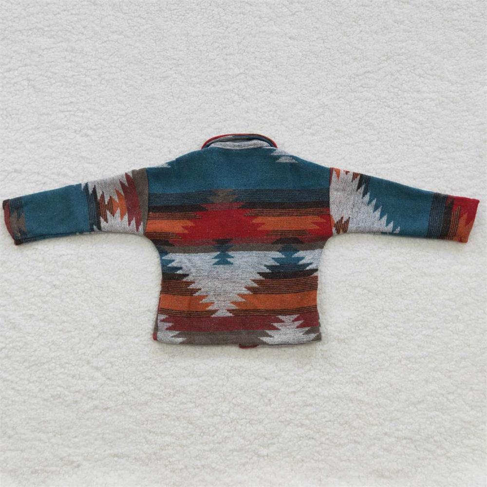 BT0284 Baby Kids Long Sleeves Western Aztec Cardigan Coat