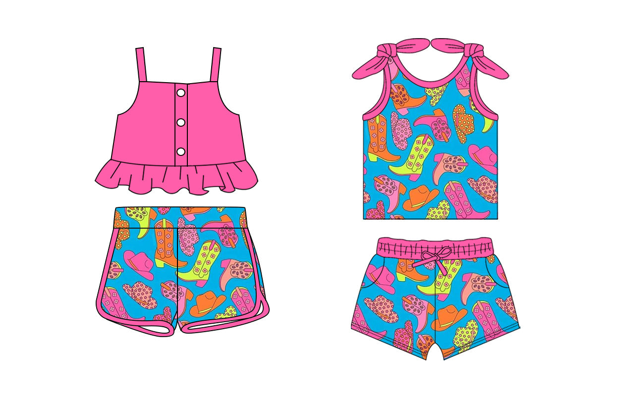 Baby Girl Sleeveless Western Boots Sibling Set ( Moq 5 Each Style ) 1.23