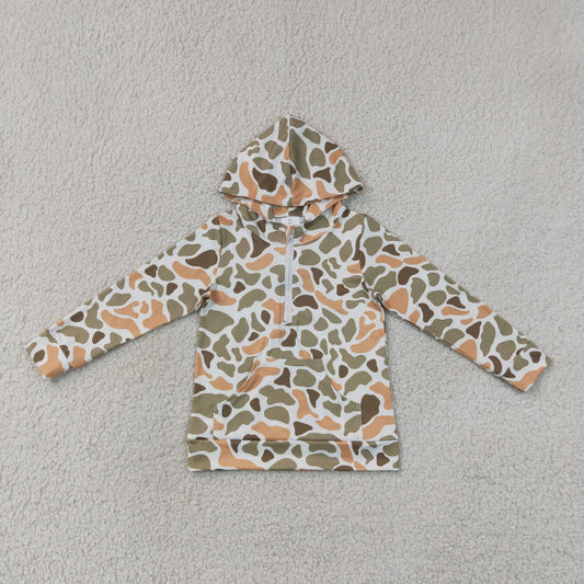 Baby Boys Kids Long Sleeves Pocket Camo Hoodie Zipper Shirt Tops RTS