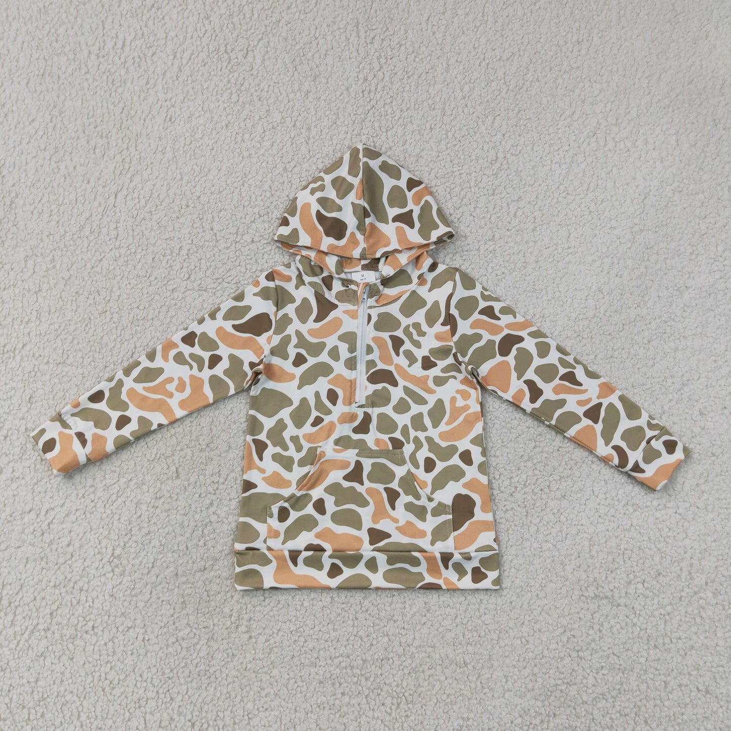 Sibling Baby Boys Adult Woman Green Orange Camo Zipper Hoodie Pockets Hunting Pullovers Shorts RTS