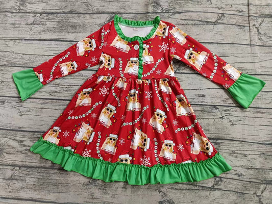 Baby Girl Long Sleeves Singer Christmas Ruffle Twirl Dress