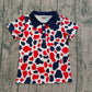Baby Boys Short Sleeves Red Blue Camo 4th of July Buttons Tee Tops RTS