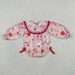 Baby Girls Infant Long Sleeves Embroidery Jesus Loves Me Flower Bows Smocked Romper