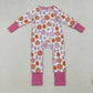 Baby Boy Long Sleeves Pumpkins Fall Pink Ruffle Zipper Pajamas Romper RTS